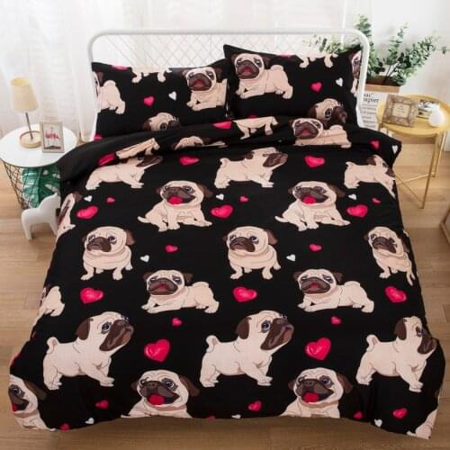 3pcs lovely shar pei dog bed linen set home bedding set duvet cover set king Queen size Quilt Cover Pillow case Home Textiles