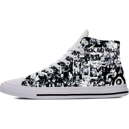 Rock N Roll Rock Band Music Singer Guitar Fashion Casual Cloth Shoes High Top Lightweight Breathable 3D Print Men Women Sneakers