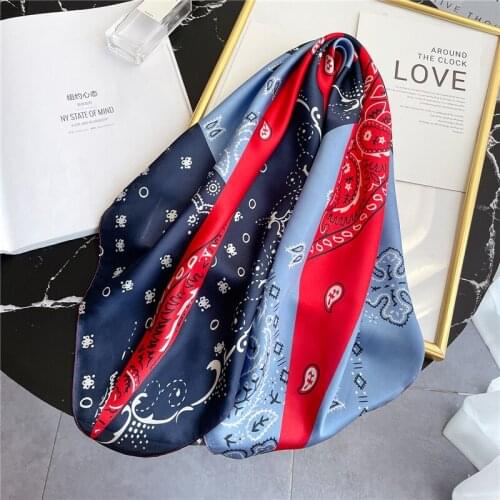 Summer Scarf Neck Kerchief Hairband Scarves Design Print Foulard Female Silk Square Women Bandana Spring Shawl Wrap 2021 New