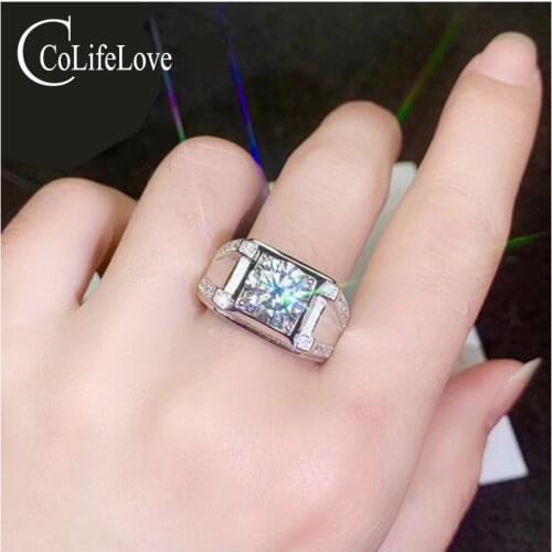 CoLife Jewelry Fashion Moissanite Ring for Man 0.5ct To 3ct VVS1 Grade Moissanite Man Ring 925 Silver Moissanite Jewelry for Man