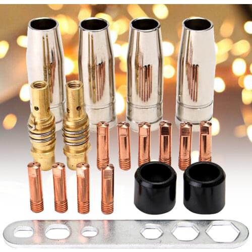 19Pcs Welding Torch Nozzle Part Kit Conical Nozzle Sleeve Rod Tool Set for Binzel 15Ak Welder Accessories