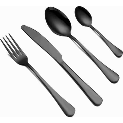 Spklifey Cutlery Stainless Steel Cutlery Forks Knives Spoons Black Tableware Fork Spoon Knife Set Dinnerware Set Eco Friendly