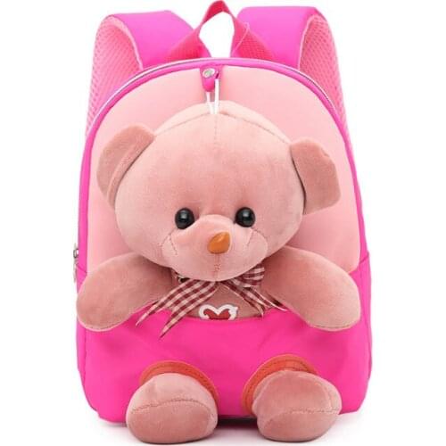 Kawaii Toy Bear School Bag Soft Cartoon Bear Colorful Kingdergarten Shoulders Bag Pink Girls Storage Bag Lovely Bear Backpack