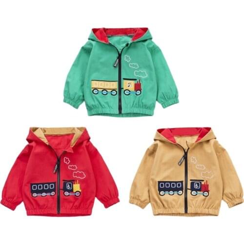 New Autumn Baby Boy Outerwear Cartoon Print Casual Hoodie Zipper Sweatshirt Kids Coat Outfits Tops
