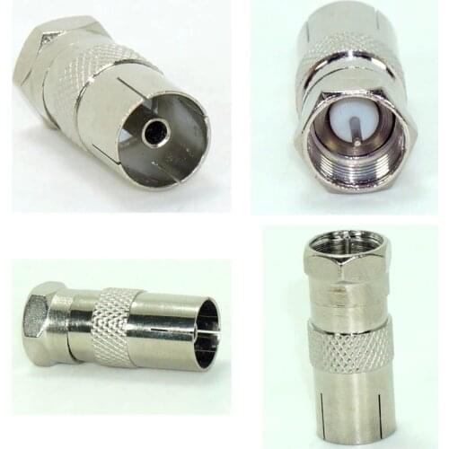 NEW Wholesale BNC Connectors 50pcs/lot F Male Plug to PAL Female Jack Straight TV RF coaxial adapter F-type Adapter