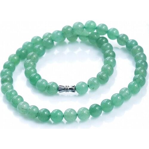8mm Green Jade Round Beaded Necklace Strand Necklace Women Beaded Jewelry Gemstone Gift Handmade Jewelry