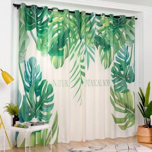 Custom Nursery Kids Children Window Curtain Drape Hangings for Living Room Bedroom Curtain Gauze Tulle Sheer Palm Leaves Green