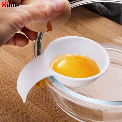 White Yolk Sifting Egg Separator Plastic With Silicone Fixed Hook Home Kitchen Tool