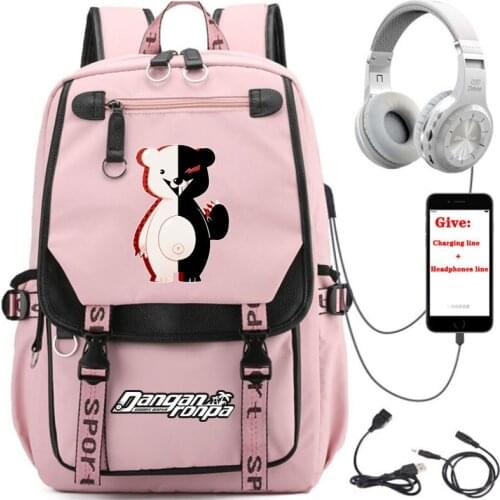 USB Charging teenagers Laptop packsack anime Danganronpa backpack student School book Bag Women men Travel Backpack