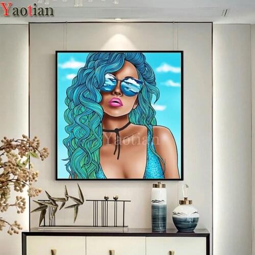 Modern fashion woman DIY Diamond Painting Cross Stitch Full Square round Diamond Embroidery Rhinestones Decoration gift