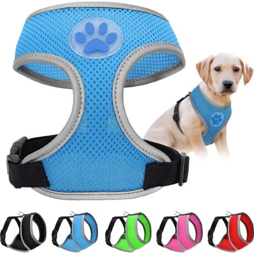 Breathable Mesh Dog Harness Reflective Pet Puppy Harness for Small Dogs Cat Dog Vest Adjustable For Chihuahua Yorkshire S M L