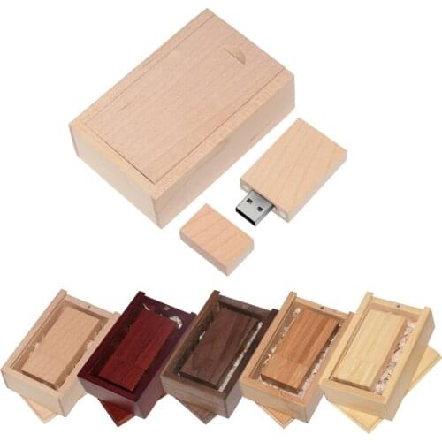USB 2.0 Photography Customer LOGO wooden usb + gift box usb flash drive wood pendrive 8GB 16GB 32GB 64GB 128GB wedding gifts