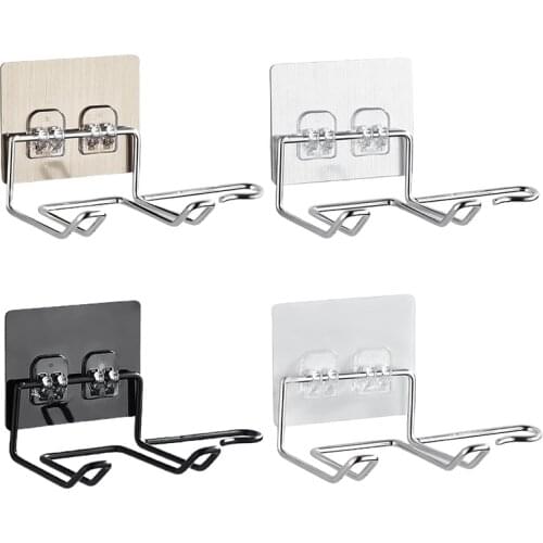 1Pc Stainless Steel Hair Dryer Rack Free Punching Hair Dryer Holder Wall Mounted Bathroom Rack Wall Hanging Storage Rack