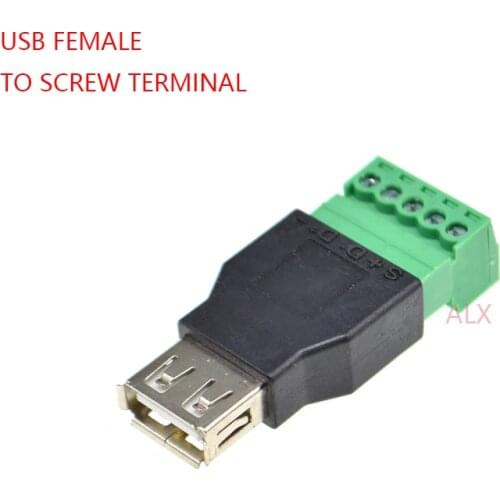 1PCS USB A-type 2.0 feMALE PLUG TO 5PIN SCREW terminal connector PITCH 3.5mm usb-a USB-2.0 Converter adapter