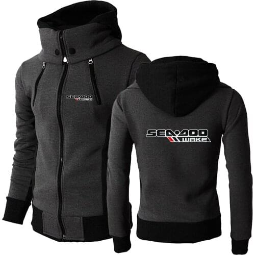2021 Mens Spring Autumn Sea Doo Seadoo Moto Classic Solid Cotton Muscle Sportswear Style Hooded Wild Coat Print Sweatshirts Zip
