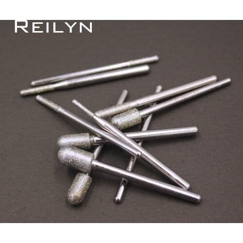 High quality 10pcs Diamond Grinding Burr Emery Grinding Point 3mm X 2/3/4/5/6mm Grit 150# Diamond Metal Jade Diamond Peeling Bit