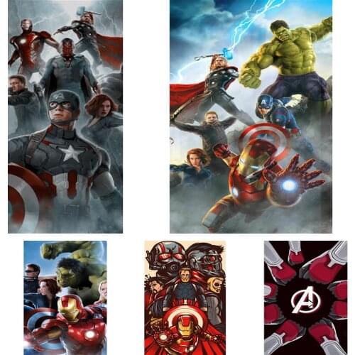 5d round diamond painting full diamond Marvel Avengers poster Iron Man Hulk cross stitch handmade resin DIY home decoration mosa