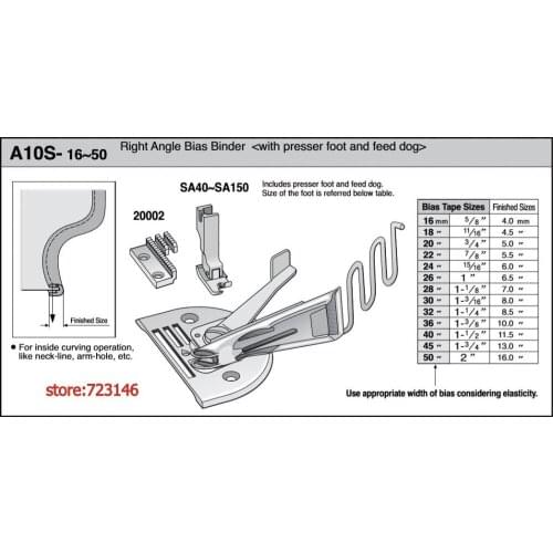 A10S LOCKSTITCH RIGHT ANGLE TAPE BIAS BINDER ,BORDEUR ANGULAIRE ,RIBETEADOR FOR PFAFF BROTHER CONSEW JUKI SEIKO SINGER SIRUBA