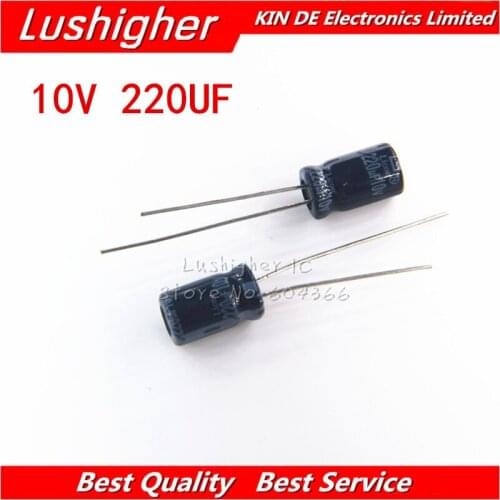 50PCS 10V220UF 6*7mm 220UF 10V 6x7mm Aluminum Electrolytic Capacitor DIP