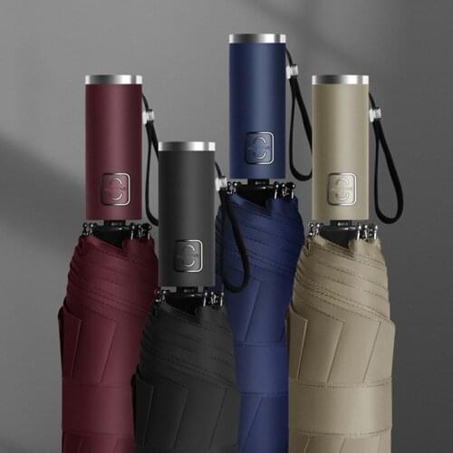 New Wind Resistant 3 Folding Automatic Umbrella Rain Men Frame Windproof 10K Parasol Women Auto Luxury Big Windproof Umbrellas