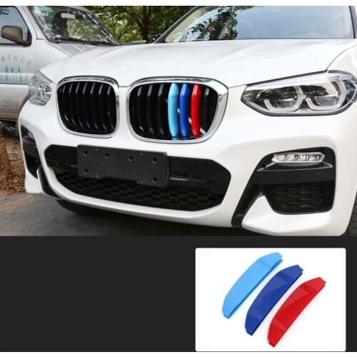 Car Styling For BMW X3 G01 X4 G02 2018-20 Accessories Head Front Grille For M Sport Stripes Grill Covers Cap Frame Auto Stickers