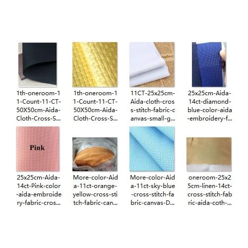 White, black . Sky blue ,pink. earth yellow , diamond blue embroidery fabric 18ST 18CT cross stitch canvas cloth
