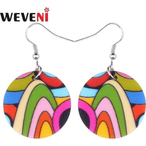 WEVENI Big Long Acrylic Floral Round Bohemian Earrings Dangles Drop Fashion Style New Jewelry For Girls Women Ladies Accessories
