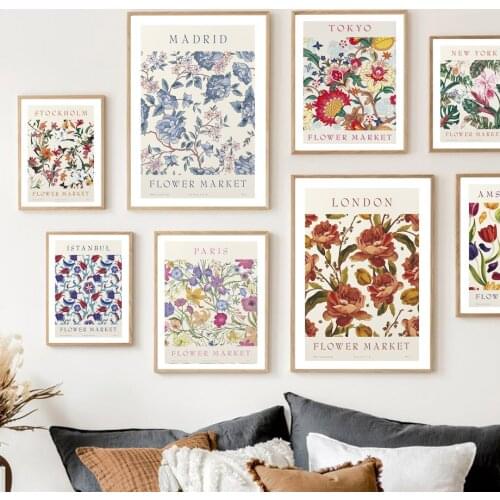 Flower Market Abstract Nordic Poster Paris New York Madrid Wall Art Print Canvas Painting Gallery Decor Pictures For Living Room