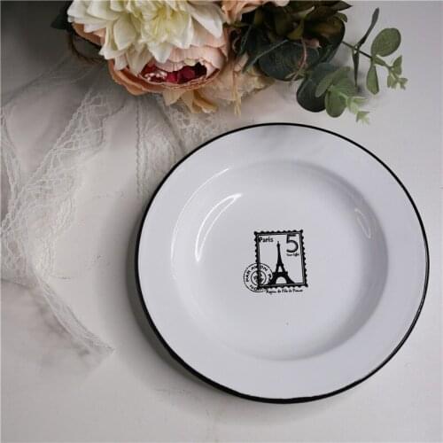 Enamel Japanese Style Tower Plate Dish Thickened Fruit Plate Household Baked Rice Turnip Plate