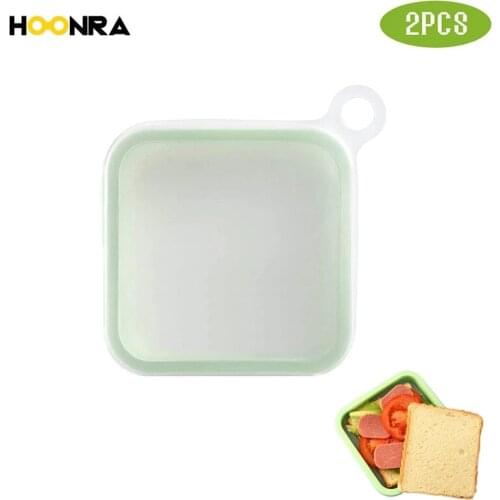 HOONRA Portable Silicone Sandwich Case Reusable Sandwich Box Transparent Lunch Box Toast Box Food Container Kitchen Tools