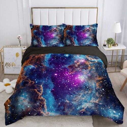 3D Fantasy Galaxy Star Printed Bedding Set Fashion Adult Double Queen King Down Quilt Set Quilt Cover Pillowcase
