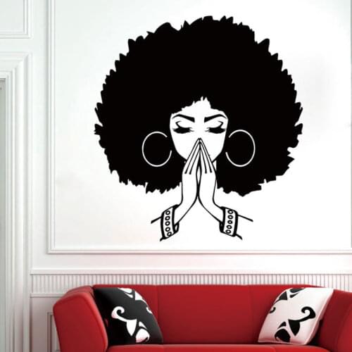 Beautiful African Woman Wall Decal African Girl Wall Sticker Tribal African Woman Beauty Salon Wall Art A606