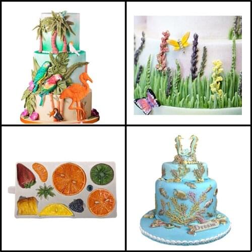 Meibum Fruits And Birds Silicone Fondant Cake Mold Flamingo Pineapple Seahorse Paste Sugar Craft Decorating Mould Chocolate Pan
