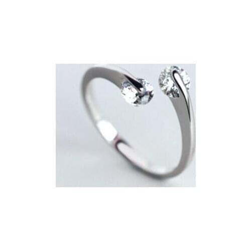 Trendy Simple Crystal Beads Rings For Women Lover Engagement Wedding Open Finger Rings Punk Jewelry