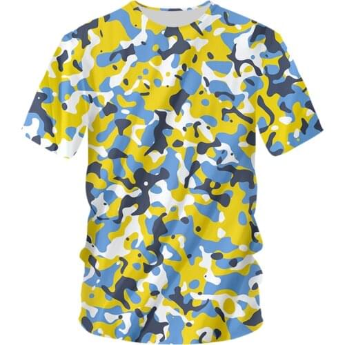 OGKB Summer New 3d T Shirt Men Short Sleeve Shirt Camouflage Interesting Pattern Printed T-shirt Mens Streetwear Casual Clothing