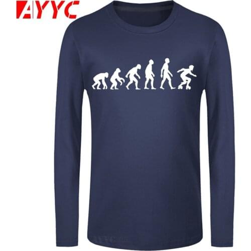 AYYC long sleeve tee Brand Cotton Men Clothing Male Slim Fit T Shirt Evolution Of Man Roller Derby - Mens Crewneck T-shirt