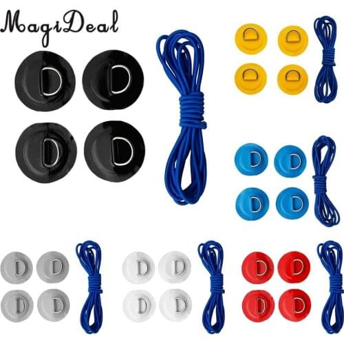 Set 4 Durable Strong Marine 316 Stainless Steel D-Ring Patch/Pad Shock Rope for PVC Inflatable Boat Kayak Fishing Raft Dinghy