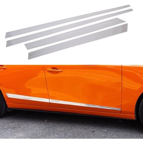 Exterior Chrome DoorTrim Strips Door Side Body Garnish Molding Protector Accessories Cover Fit For 2019 2020 Mazda 3 Sedan