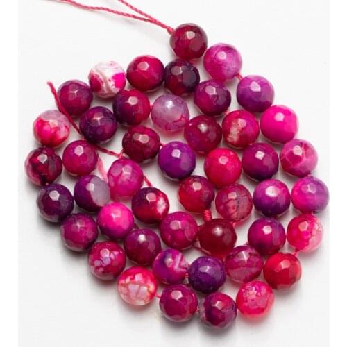 Wholesale Natural Stone Faceted Rose Red Fire Agates Beads Loose Beads 6 8 10mm Needlework DIY Necklace Bracelet Earrings