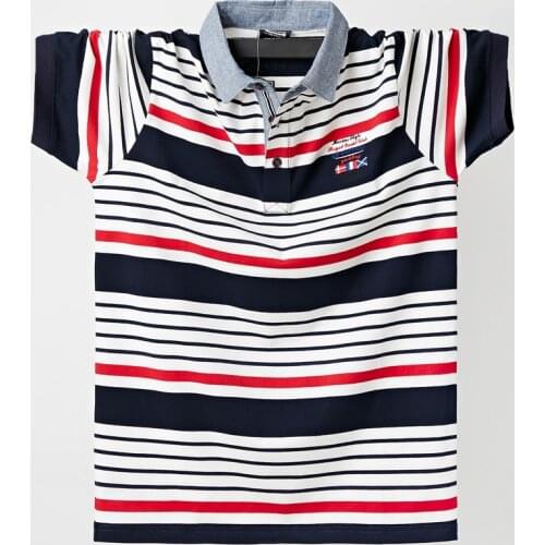 6XL 5XL XXXXL Plus Size Men Polo Shirt Summer Men Casual Breathable Striped Short Sleeve Polo Shirt Cotton Business 2020 New