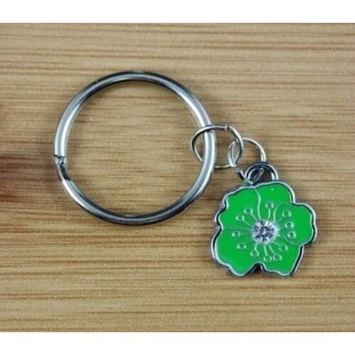 Mixed Hot Vintage Silver Enamel Rhinestone Flower Charm Keychain Ring For Keys Car Key Ring Souvenir Couple Accessories Z181