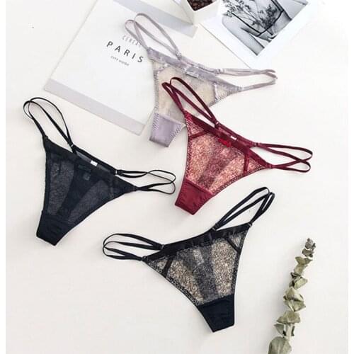 2021 New Fashion Sexy Hollow Out G-string Women Transparent Underwear Lace Luxury Sex Panties Thong