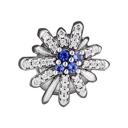 Dazzling Fireworks Charm Beads For Jewelry Making Clear CZ & Blue Crystal Beads for Charms Bracelets Women Silver 925 Jewelry