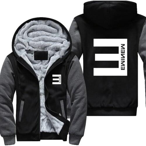 USA Plus EU American Size hip-hop Eminem Mens Womens Printing Pattern Thicken Fleece Zipper Hoodies Sweatshirts Coat Jacket