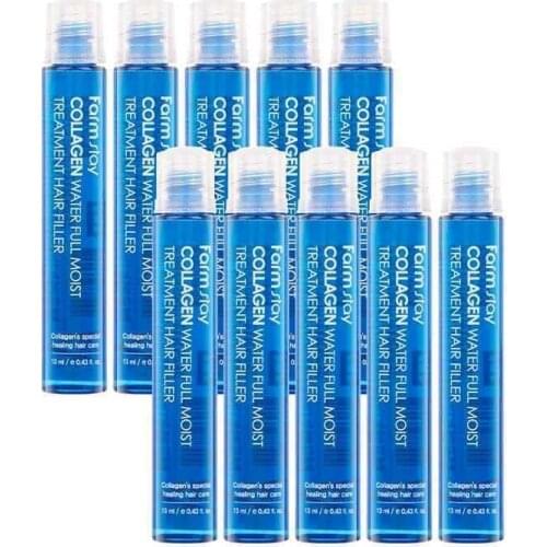 FARM STAY Coollagn Water MoistTreatment Hair Filler 10pcs Protein Hair Ampoule Keratin Hair Treatment Anti Hair Loss Product