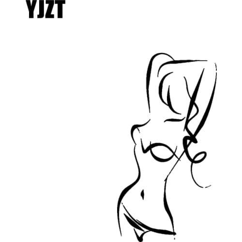 YJZT 6.5*14.3CM Car Sticker Artistical Line Hot Girl Black/Silver Vinyl Decal Fantastic Interesting Style High Quality C20-0481