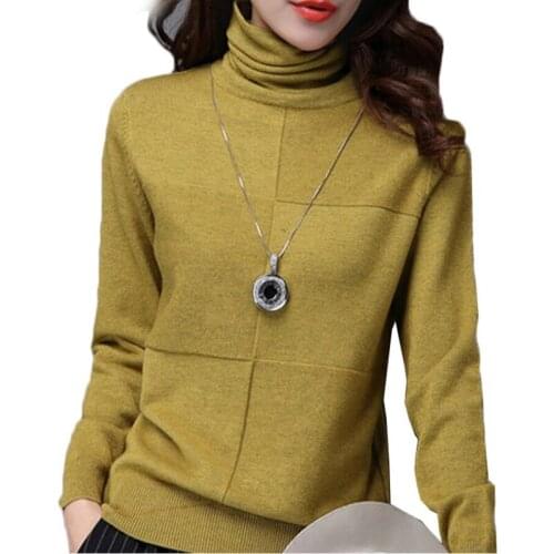 Turtleneck Sweater Female Autumn Winter Knitt Pullover Loose Long Sleeve Comfortable Soft Bottoming thin Shirt Female Sweater