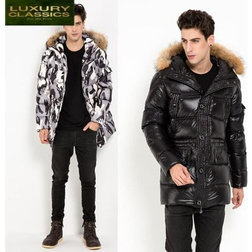 Clothes Winter Jacket Men 2021 Thick Warm 90% Duck Down Coat Raccoon Fur Hooded Casaco Streetwear Overcoat Hiver L012