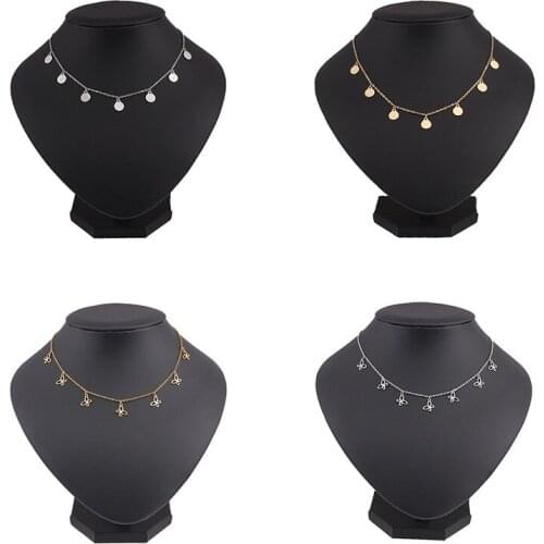 Pendants gold Choker Women Necklaces Tassel star jewelry gift Round Tassel Necklace