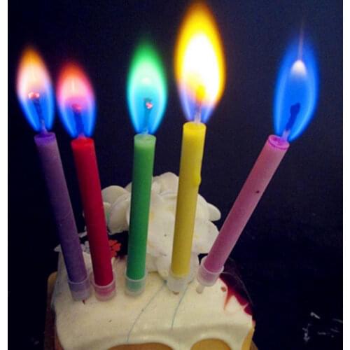 1set Hot sale 5pcs/lot Birthday Cake Candles Assorted Colored Flames Safe Taper Chime Birthday Party Decor Candles Free Shipping